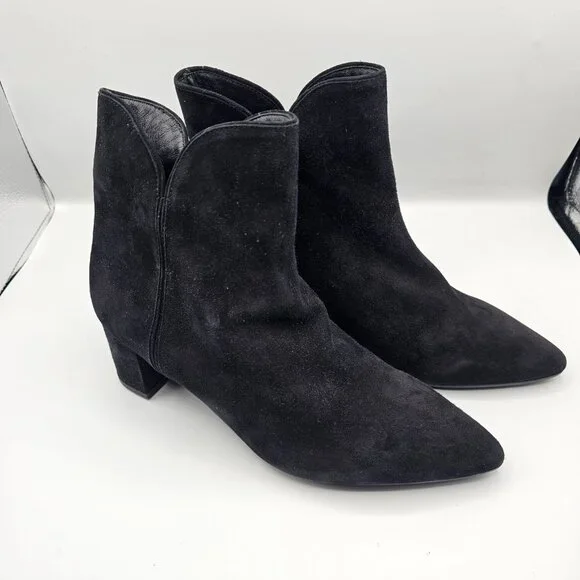 NWOB - Aquatalia Kaylani Black Suede Pointed Toe Ankle Booties – Size 11 - Picture 2 of 9